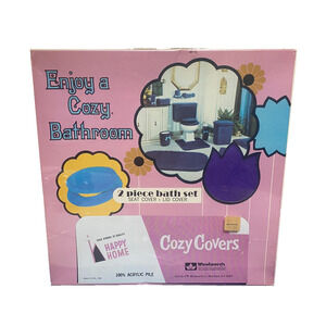 Vintage Retro 60’s Toilet Seat & Lid Cover Purple NEW Old Stock Sealed Set
